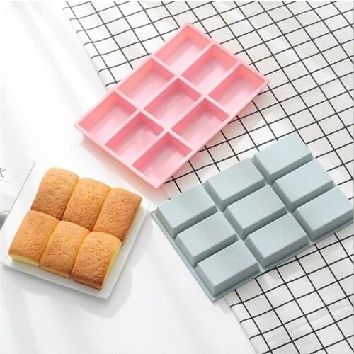 9 Holes Square Fondant Silicone Cake Molds DIY Bread Pastry Baking Tools Handmade Soap Making Mould Cake Tool Easy Demould