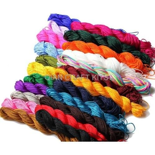 Set of 100 meters Silk smooth String Cords in mixed colors (1mm-2mm) Cords for Pendants, Jewellery Making, Fabric Crafts