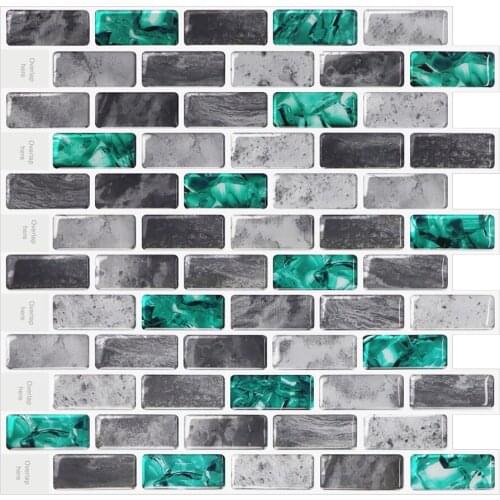 3D Effect Small Strip Stone Pattern Wall Sticker,Peel And Stick Coffee Shop Waterproof Baffle Bathroom Splash Wall Tiles