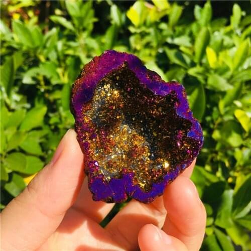 Natural crystal Agate Geode Slice Drusy Druse Quartz Electroplated Cluster Crystal Points