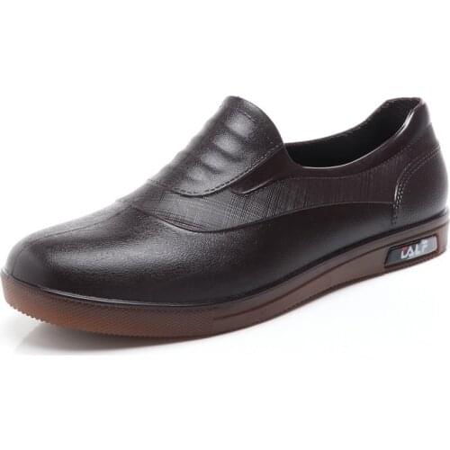 Rain Boots Mens Non-slip Low Fashion Chef Shoes Waterproof Shoes Overshoes Water Boots Wear-resistant Rubber Shoes Work Shoes