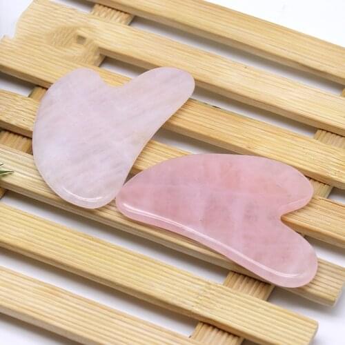 New Natural Rose Quartz Gua Sha Board Pink Jade Stone Body Facial Eye Scraping Plate Acupuncture Massage Relaxation Health Care