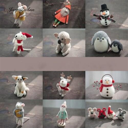 Jane Z Ann Newborn Children Wool Felt Mouse New Year Santa Claus Doll PhotographyProp Decoration studio shooting accessories
