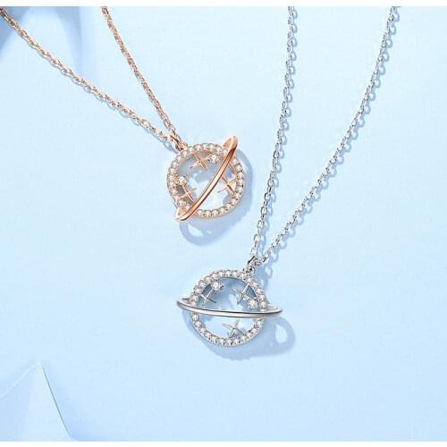 Dream Shining Planet Necklace Womens Simple Star Pendant Universe Clavicle Chain Necklaces Birthday Gift