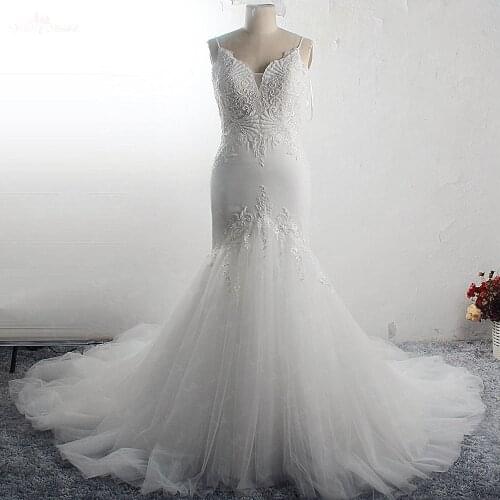 RSW1628 Real Pictures Luxury Hand Beading Lace Vestido De Novia Sirena