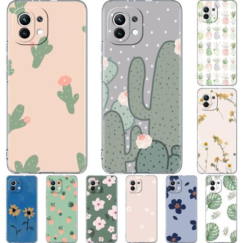 Silicone Phone Case For Xiaomi Mi Poco X3 NFC 10T Pro 11 M3 Note 10 Lite F3 9T F1 11i Clear Soft Back Cover Cactus Flower Fundas