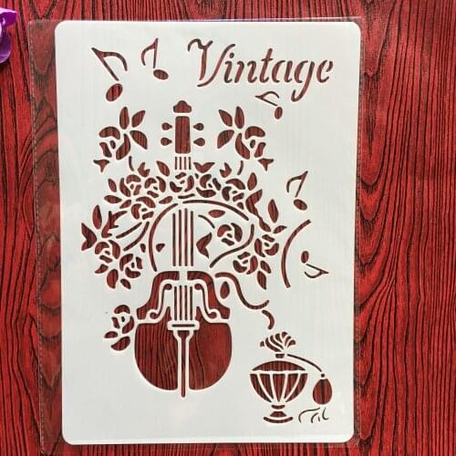 Guitar music A4 29*21cm DIY Stencils Wall Painting Scrapbook Coloring Embossing Album Decorative Paper Card Template