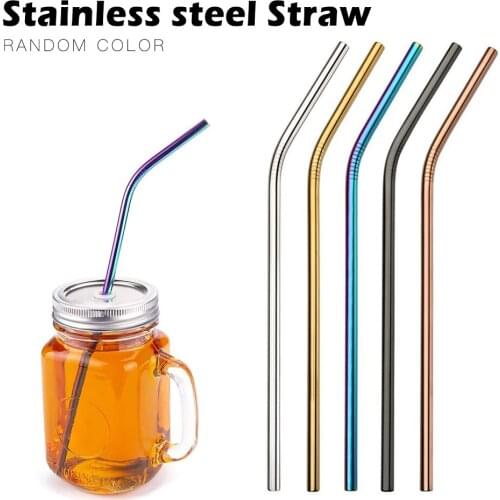 304 Stainless Steel Drinking Straws 3pcs Eco-friendly Reusable Metal Bent Straws Set Party Favor Bar Cocktail Straw Accessory