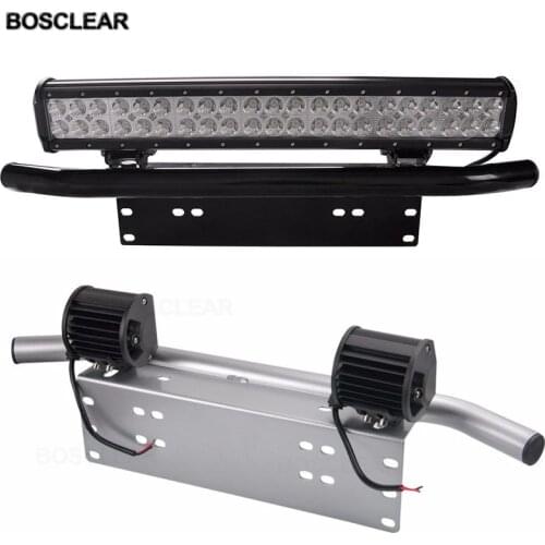 Universal Bull Bar Front Bumper License Plate work Light lamp+ Mount Bracket SUV Lamp Holder Off Road LED Light Bar Aluminum