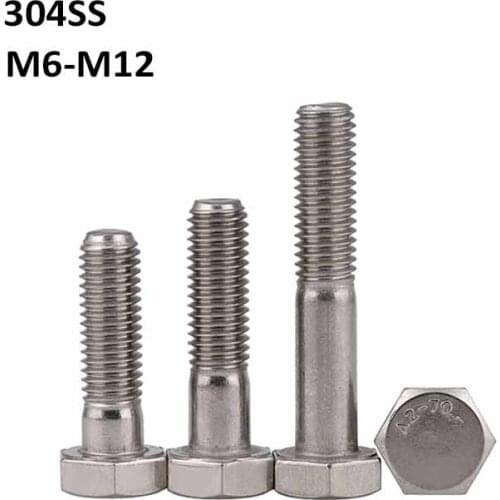 304 Stainless Steel Half Threaded Hex Head Screws Partial tooth External Hexagon Head Bolts M6 M8 M10 M12