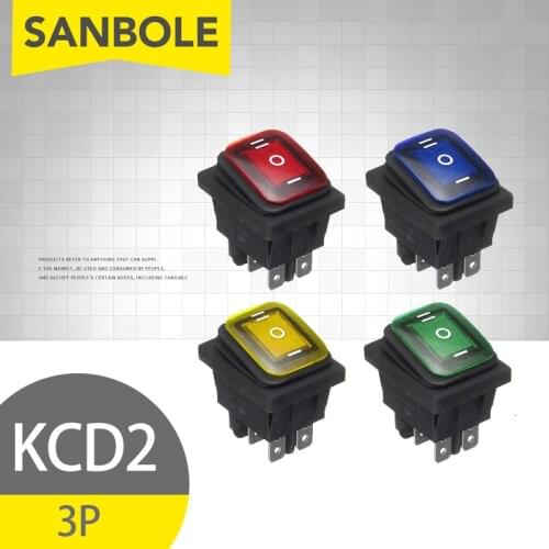 10pcs 3 Positions 6 Pins KCD4 KCD2 16A 20A 125V 250V AC Car Boat Led Light Rocker Toggle Push Button Switch Latching Waterproof
