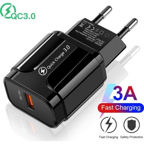 Cargador de teléfono Usb 3,0 4,0 de carga rápida, 18W, 3A, adaptador para iPhone 11, Xiaomi y Samsung