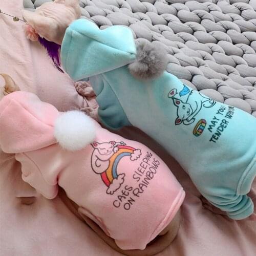 Winter Clothes for Dogs Sphinx Deven Hairless Cat Clothes Winter Warmth Pet Clothes with Cap Four Legged Clothes