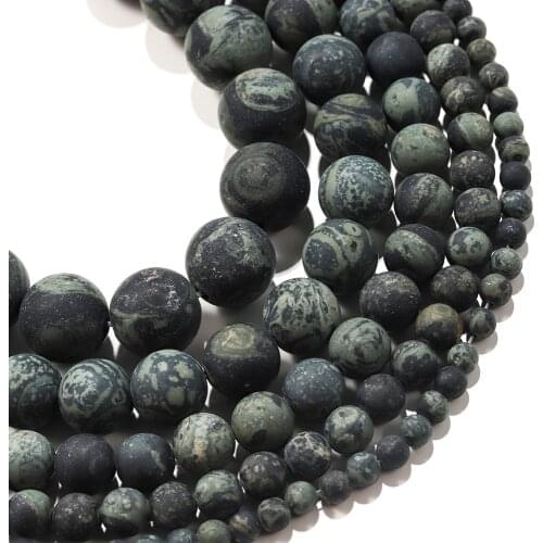 1strand/lot 4/6/8/10mm Matte Dark Green Turquoises Green Eye Stone Round Loose Spacer Bead For Bracelet Jewelry Makings Supplies