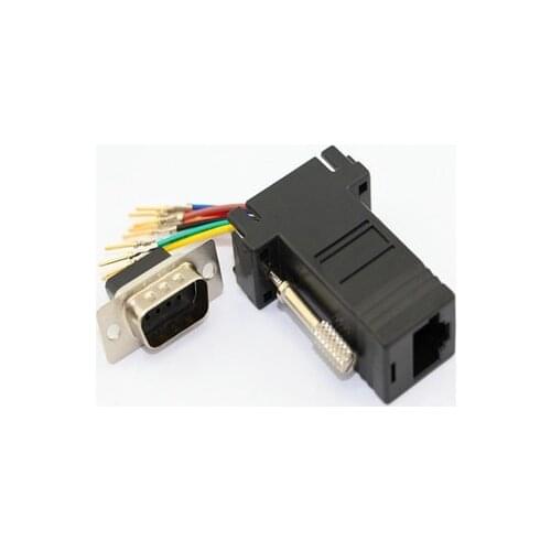 10pcs/lot High quality black project RS232 DB9 male to RJ45 Female connector Adapter