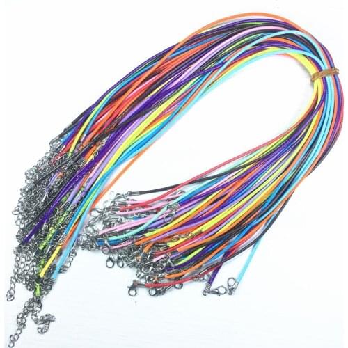 100cs/lot 18 Inches Adjustable Multi-color Diy Jewelry Wax Rope Lobster clasp Necklace 2.0mm