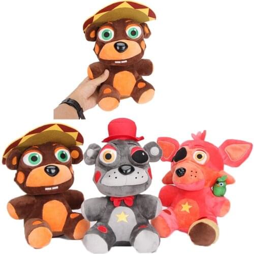 25cm FNAF Five Nights at Freddys Freddy Fazbear Plush Toys Pizza Simulator Rockstar Foxy Lefty El Chip Collectible Stuffed Doll