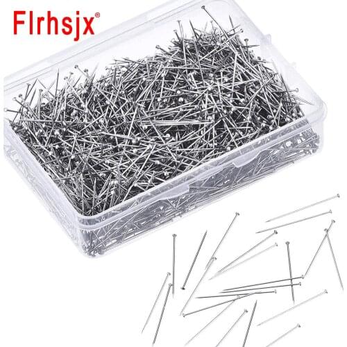 300Pcs 35mm Head Pins Stainless Steel Sewing Pins Fine Satin Head Pins Straight Quilting Pins for Jewelry Making Sewing Supplies