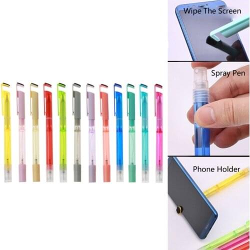 5Pcs Portable Gel Pen 3-in-1 Spray Bottles Phone Holder Screen Cleaning Pens Kit Drop shipping