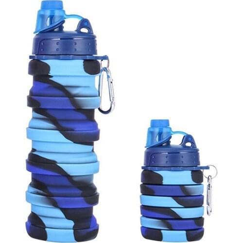 500ml Silicone Water Bottle Portable Foldable Collapsible Cup Leakproof Fruit Juice Drinking For Outdoor Sport Travel Camping