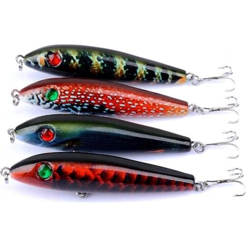 9.5cm 11.5g 4pcs/lot Painted Topwater Bait Freshwater Saltwater Fishing Lure pencil minnow Artificial Hard Bait Free Shipping
