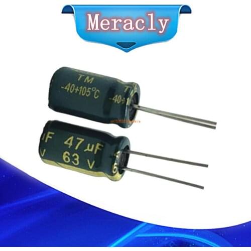 20pcs/lot Q07 high frequency low impedance 63V 47UF aluminum electrolytic capacitor size 6*12mm 47UF 20