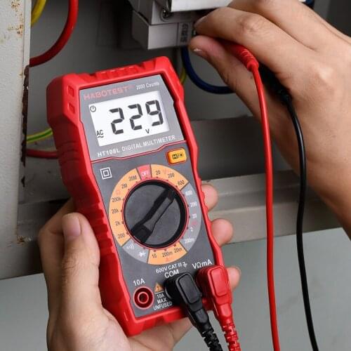 HABOTEST Automotive Tester Multimeter Digital Professional Voltmeter Ammeter HT108L Manual Range 600V 10A AC DC Tester Machine