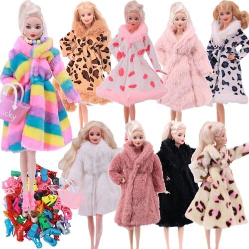 Barbies Dress 2 Pcs/Set (Free Shipping)=1 Plush Coat + 1 High Heels For 11.8 Inch Barbie Clothes Accesorios 30 cm,Toys For Girls