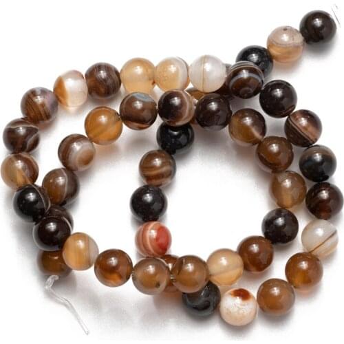Wholesale Coffee Stripe Agates Natural Stone Sardonyx Loose Beads for Jewelry Making 4mm 6mm 8mm 10mm 12mm DIY Bracelet Necklace
