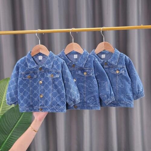 2021 Cartoon Denim Jacket For Boys Fashion Coats Children Clothing Autumn Baby Girls Clothes Outerwear Cartoon Top Jackets Coats