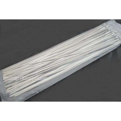 100pcs 4.6X350mm 14 Inches 304 Stainless Steel Cable Zip Ties Exhaust Wrap Coated Locking