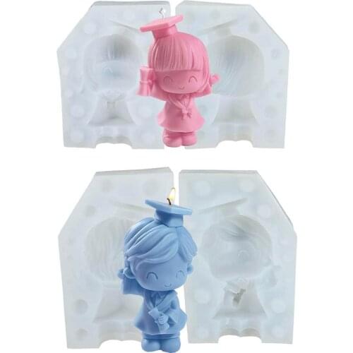 Silicone Mold Handmade Graduation Boy And Girl Candle Soap Mold Food-grade Material Repeatable Use Not Easy To Deform DIY Tool