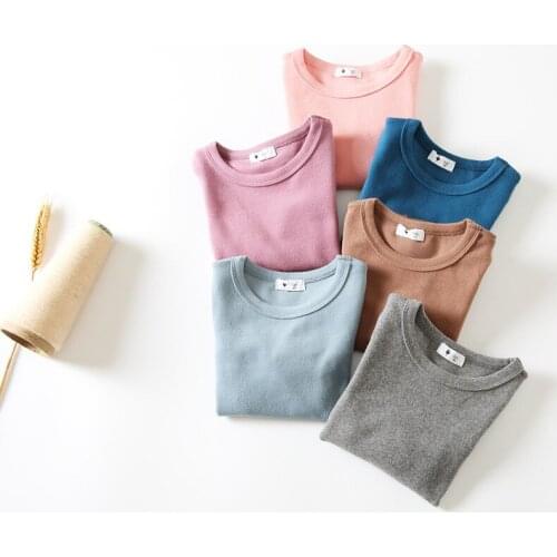 Childrens Cotton T Shirt 2019 Auatumn Winter New Baby Clothes Kids Boys and Girls Solid Soft Bottoming Tee Shirt Toddler Blouse