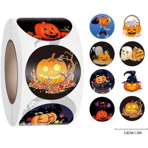 Halloween Holiday Decoration Hot Black Powder Gold Pumpkin Sticker Holiday Party Gift Sealing Label Baking Cake Sealing Sticker