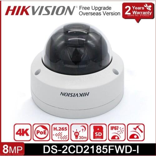 Hikvision DS-2CD2185FWD-I 8MP Mini Dome Network Camera H.265+ POE SD Card IR 30m IP Camera for Home Office Factory Security