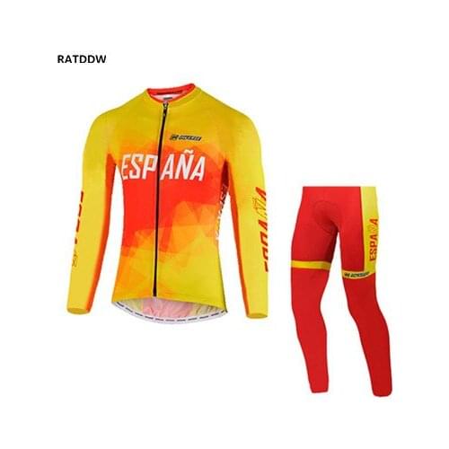 Spain Team Men Thermal Fleece Cycling Jerseys breathable Winter Cycling Clothing Bike wear ropa ciclismo maillot ciclismo
