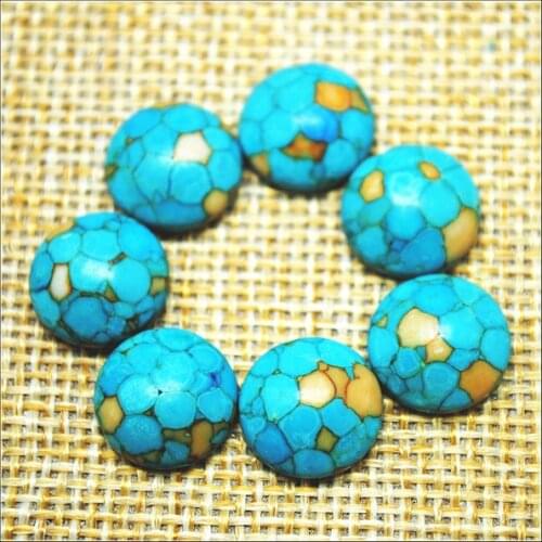 10pcs nature blue turquoisee stone cabochons round shape no hole howlite CABS size 12mm diy jewelry findings accessories parts