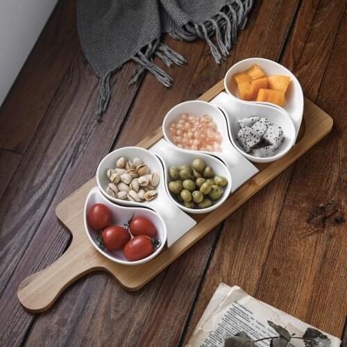 Ceramic plate fruit plate salad bowl wooden tray Japanese tableware kitchen cooking tools home baking baking dish sauce dish