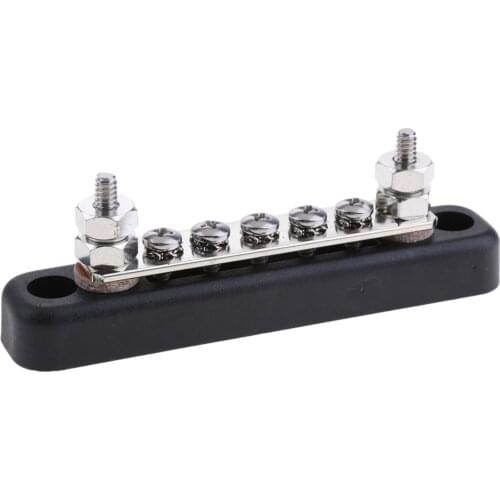 Auto Marine 100A Power Distribution Bus Bar Terminal Block 5 Screw + 2 Studs