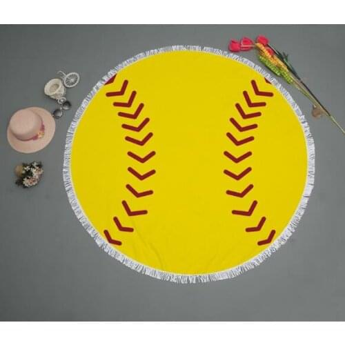Round Tassel Baseball Softball Beach Towel Microfiber Volleyball Basketball Football Bath Towel Yoga Mat 150cm