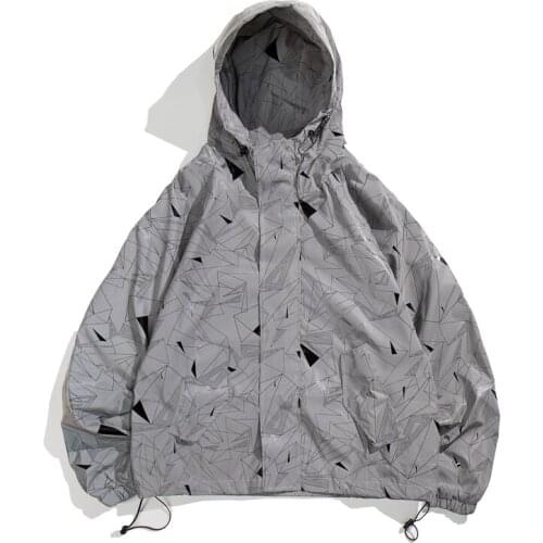Plus Size 5XL-M Autumn Winter New Fashion Irregular Printing Reflective Hooded Jackets Men Clothing 2021 Loose Casual Coats Hot