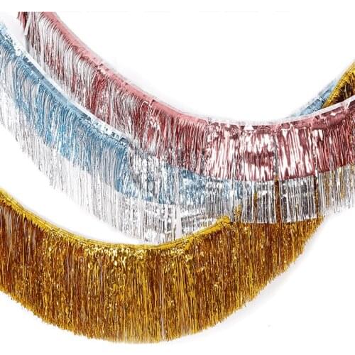 Leeiu 1.8M Party Curtains 4 Layers Foil Tassel Garland Wedding Wall Backdrop Birthday Baby Shower Christmas Decoration For Home