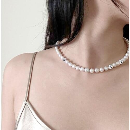 Liemjee Fashion Personality Luxury Party Jewelry Round Beads Pearls Necklace For Women Feature Namour Charm Gift All Seasons