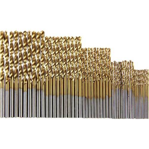 50 Pcs Titanium Coated HSS High Speed Steel Drill Bit Set Metal Hole Grooving Drill Saw Carpenter Woodworking Tools