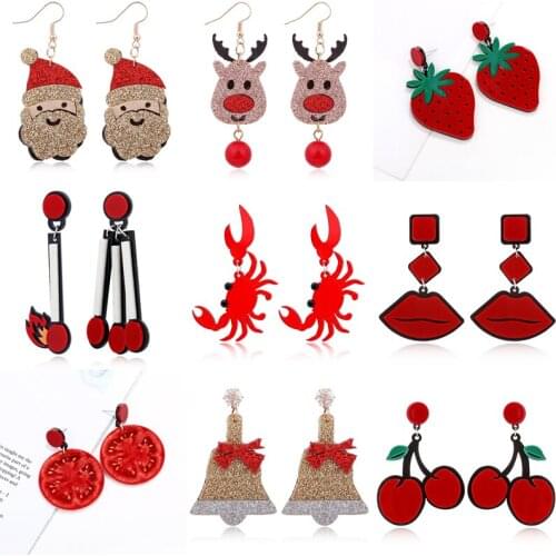 YAOLOGE New Cartoon Drop Earrings 2021 Trend Acrylic Alloy Dangle Earrings For Women Party Gift Birhtday Fashion Jewelry Brincos