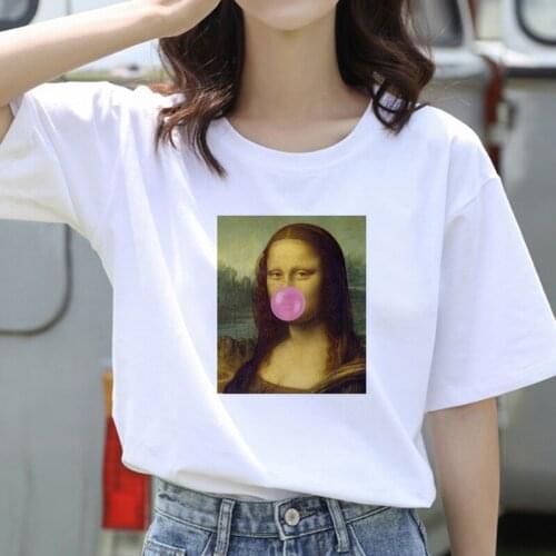 New Mona Lisa Harajuku Aesthetic T Shirt Women Grunge Ullzang 90s T-shirt Vintage Funny Cartoon Tshirt Fashion Top Tees Female