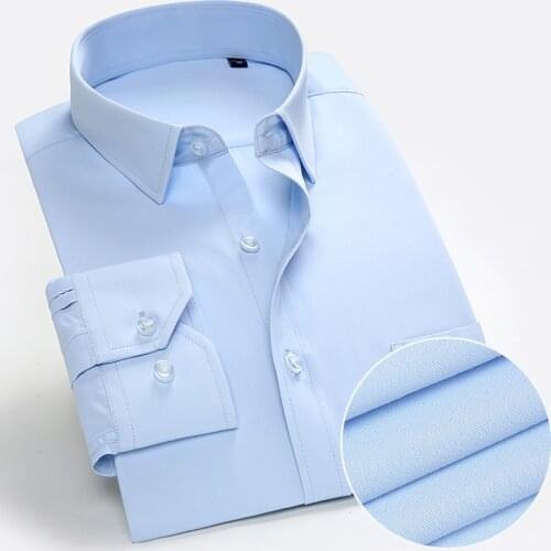 Plus size S to 8xl good quality square collar long sleeve regular fit easy care solid plain/twill men formal dress shirts