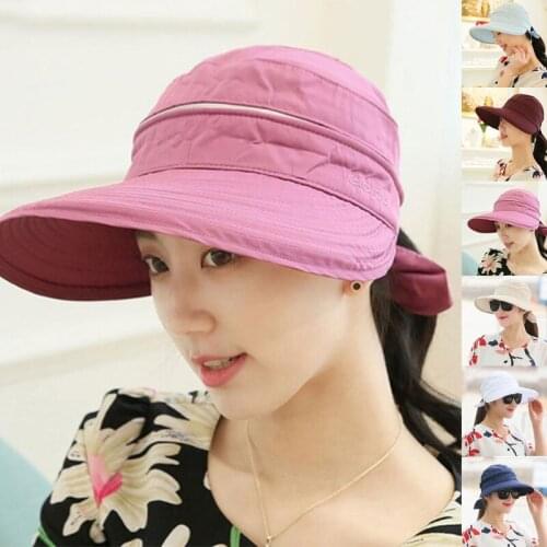Transformable Solid Color Topless Sun Hat Visor Sun-Proof Suitable for Girls Tennis Golfing Cycling