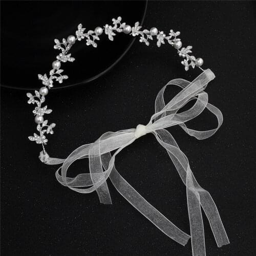 OKILY Handmade Pearl Hair Accessories for Women Alloy Leaf Headbands Wedding Hair Accessorie Crystal Bridal Bride Hair Ornaments