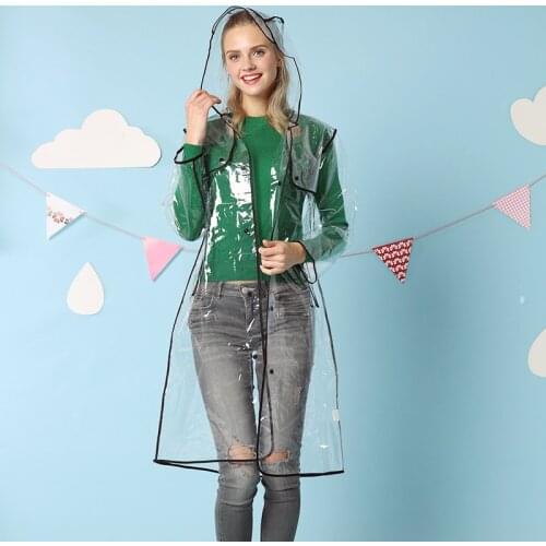 Fashion EVA Pure Transparent Soft Raincoat Color Edging T Stage Performance Playing With Water Clothes Adult Students Male And F